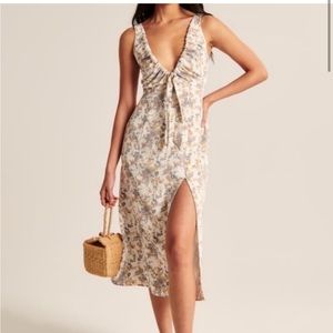 Abercrombie cinched neck slip midi dress